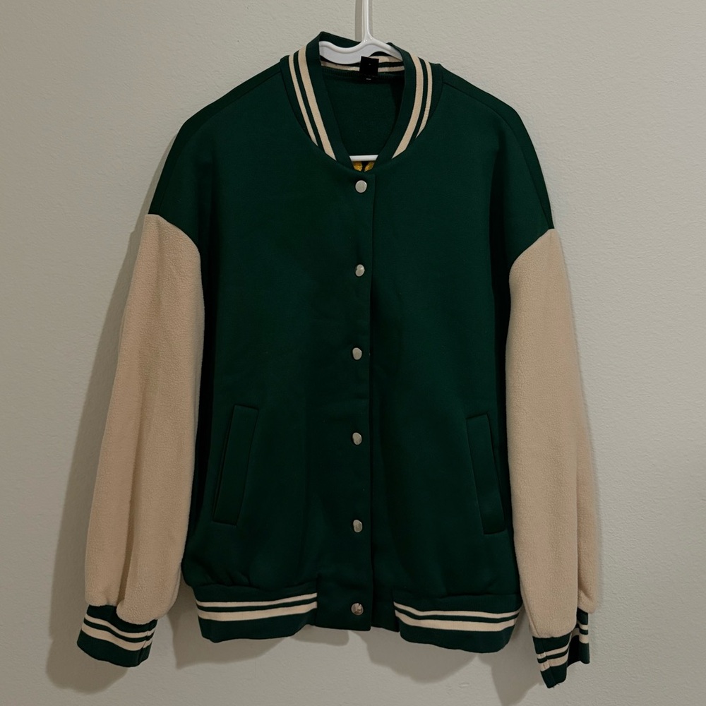 Green and Cream Varsity Jacket